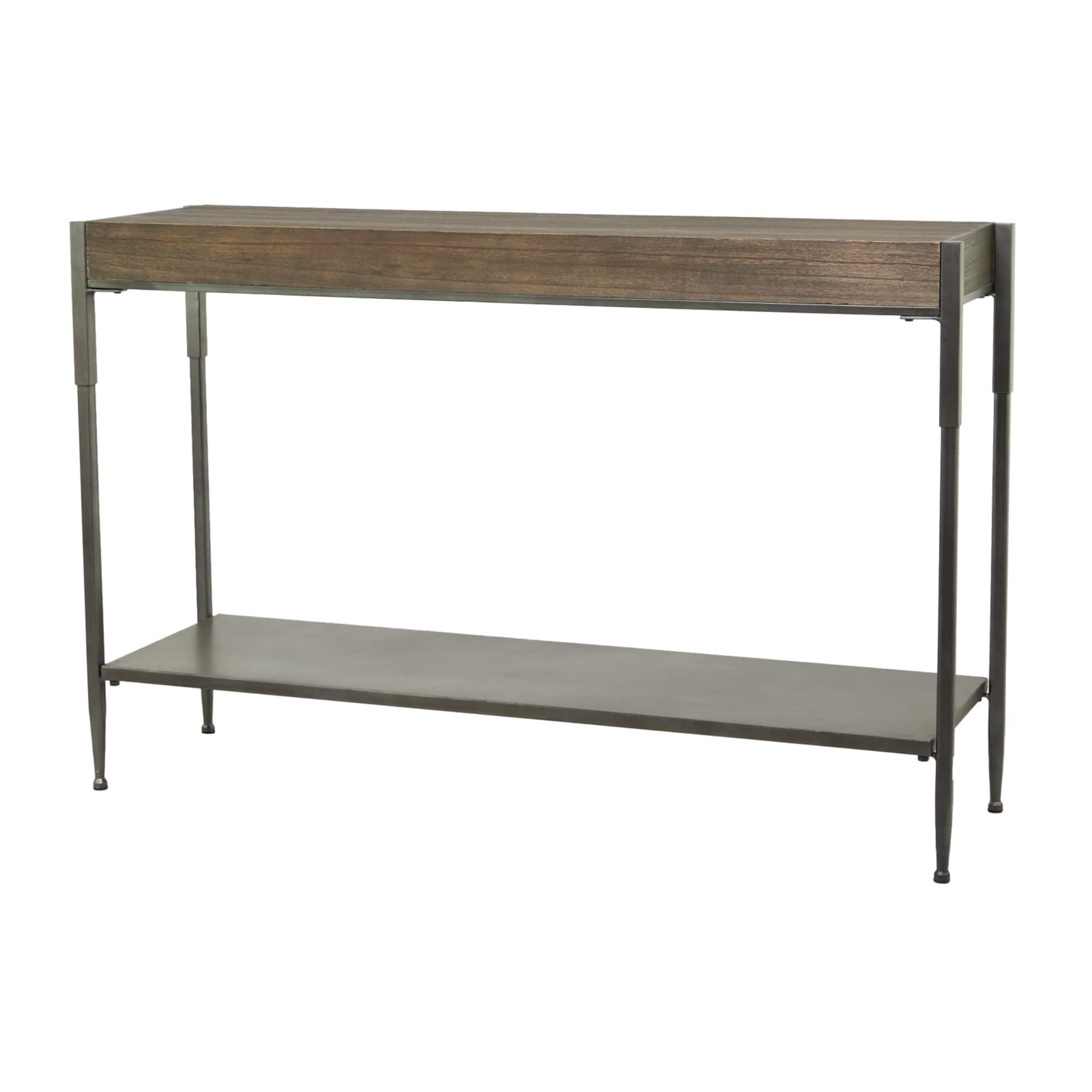 49" Brown Metal Industrial Console Table